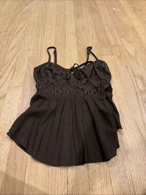 No Boundaries Black Eyelet Smocked Cami